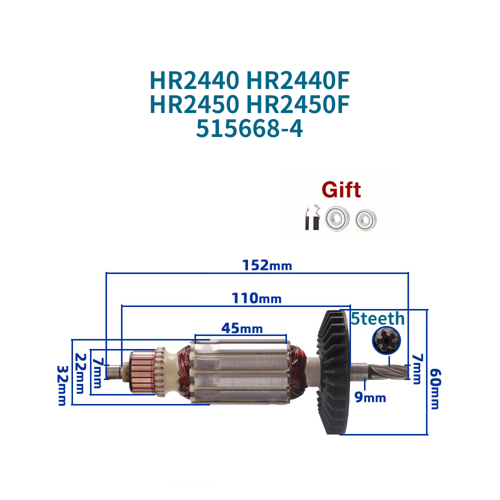 220-240V Armature for Makita H - Makita Drill Hp1640 评论和价格